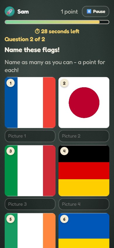 A phone naming flags in a picture grid