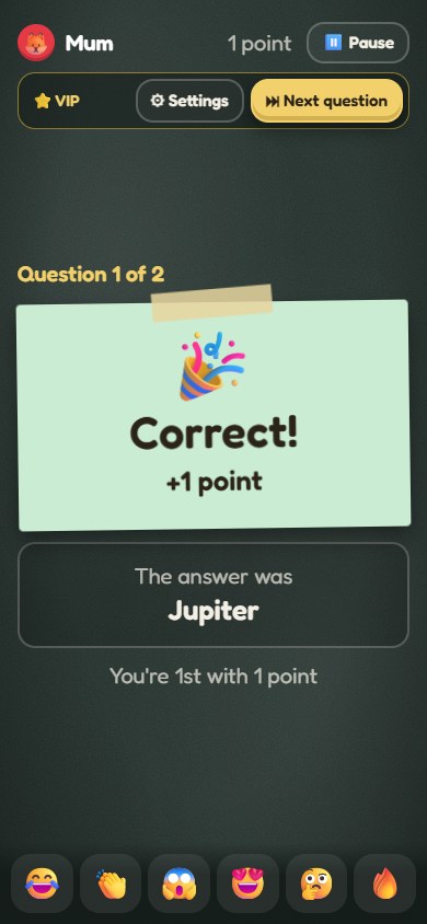 A phone showing a correct answer